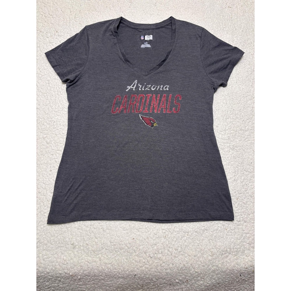 Team Apparel Womens Arizona Cardinals T-shirt Graphic Tee Charcoal V-Neck Large